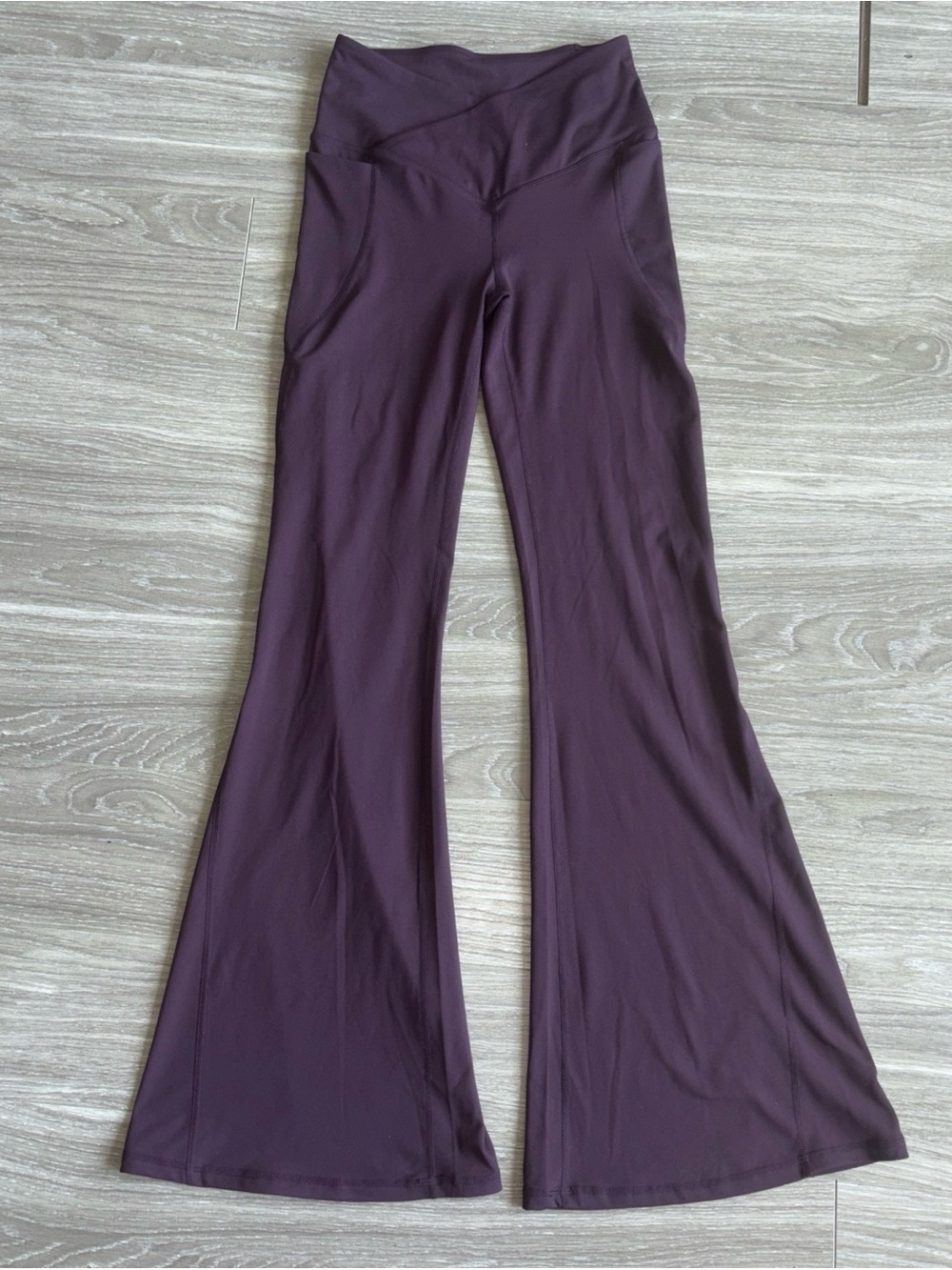 Fabletics Oasis PureLuxe High-Waisted Crossover Flare Purple Women’s Leggings